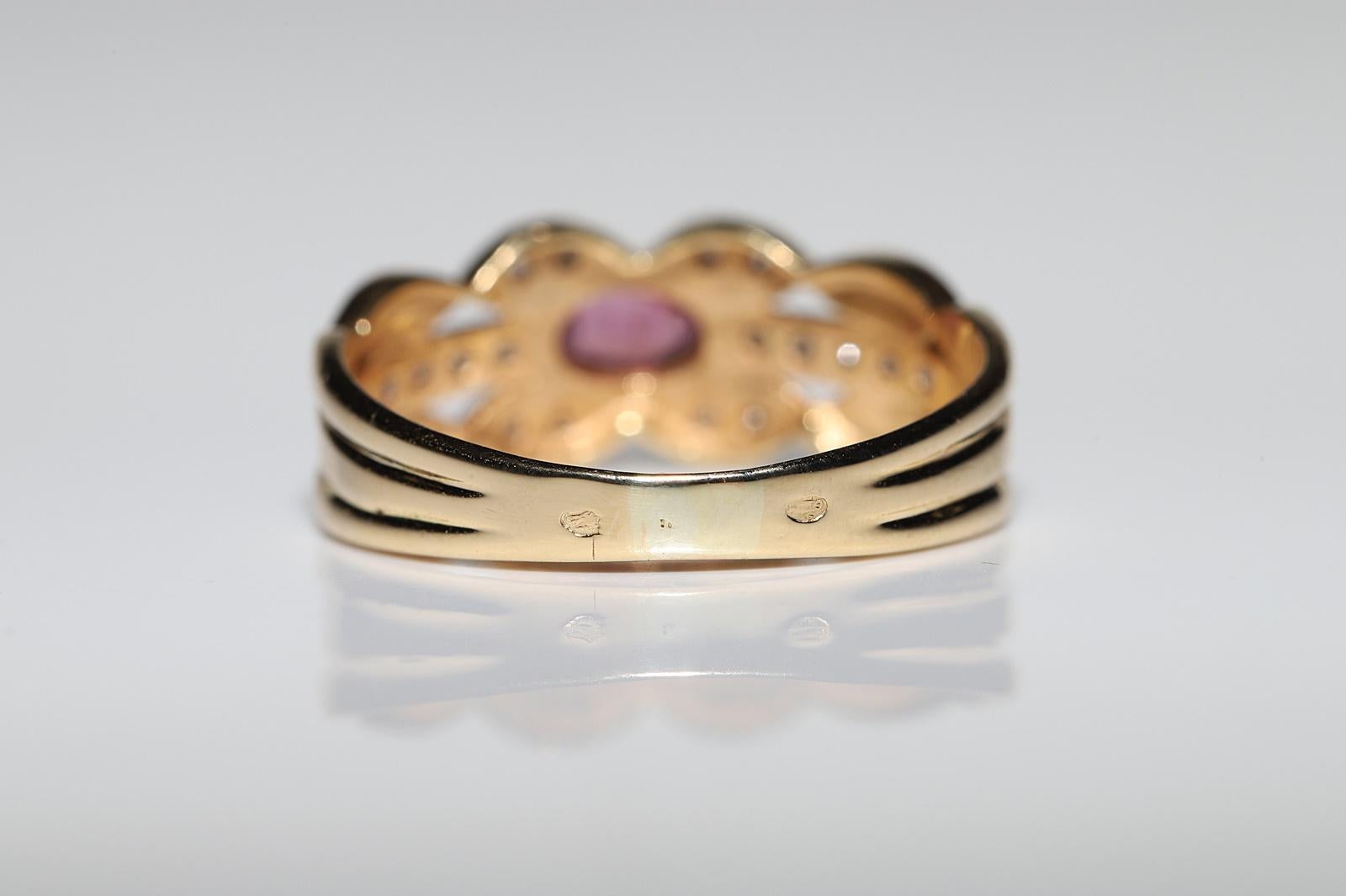Deko-Ring aus 18 Karat Gold mit natürlichem Diamant und Rubin, Vintage, ca. 1970er Jahre  im Angebot 10