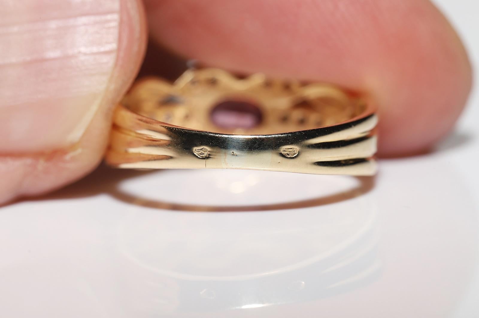 Deko-Ring aus 18 Karat Gold mit natürlichem Diamant und Rubin, Vintage, ca. 1970er Jahre  im Angebot 11