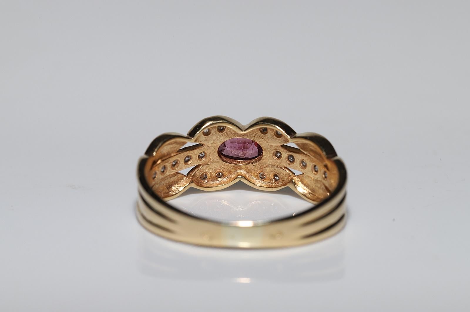 Deko-Ring aus 18 Karat Gold mit natürlichem Diamant und Rubin, Vintage, ca. 1970er Jahre  im Angebot 12