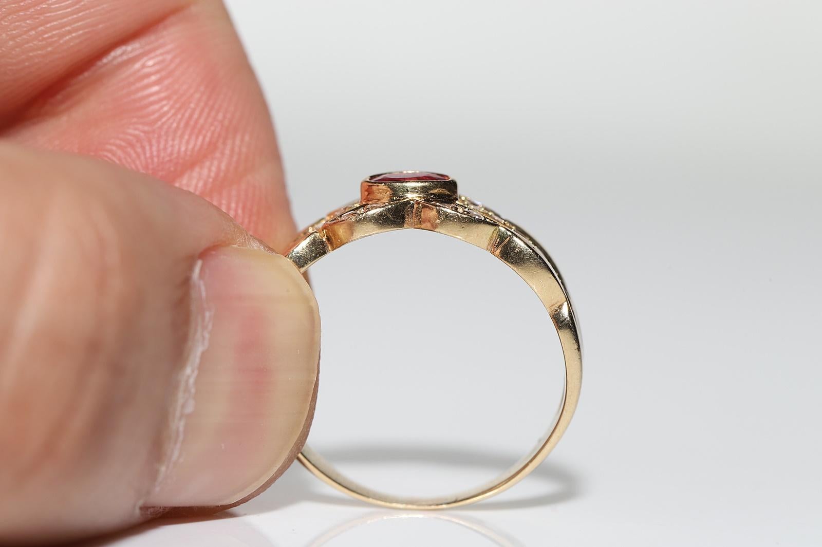 Deko-Ring aus 18 Karat Gold mit natürlichem Diamant und Rubin, Vintage, ca. 1970er Jahre  im Angebot 13