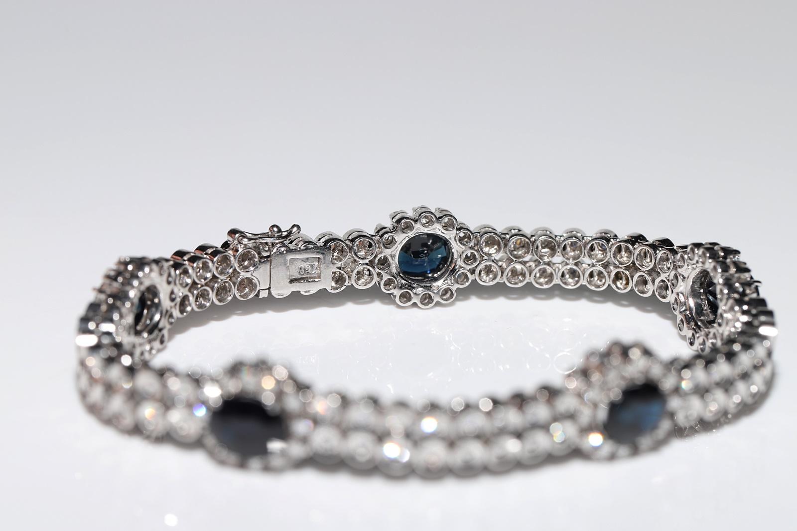 Vintage Circa 1970s 18k Gold Natural Diamond And Sapphire Decorated Bracelet  For Sale 7