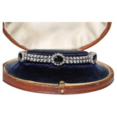 Retro Circa 1970s 18k Gold Natural Diamond And Sapphire Decorated Bracelet 