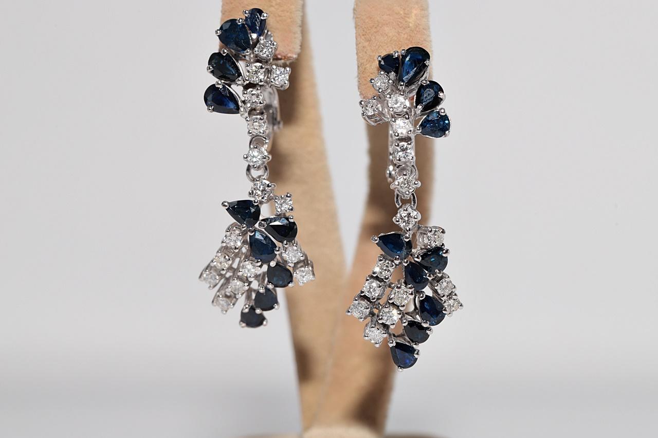 In very good condtion.
Total weight is 15.4 grams.
Totally is diamond 1.20 ct.
The diamond is has G-H-I-J color and vs1-s1-s2 clarity.
Totally is sapphire 3.40 ct.
Please contact for any questions.