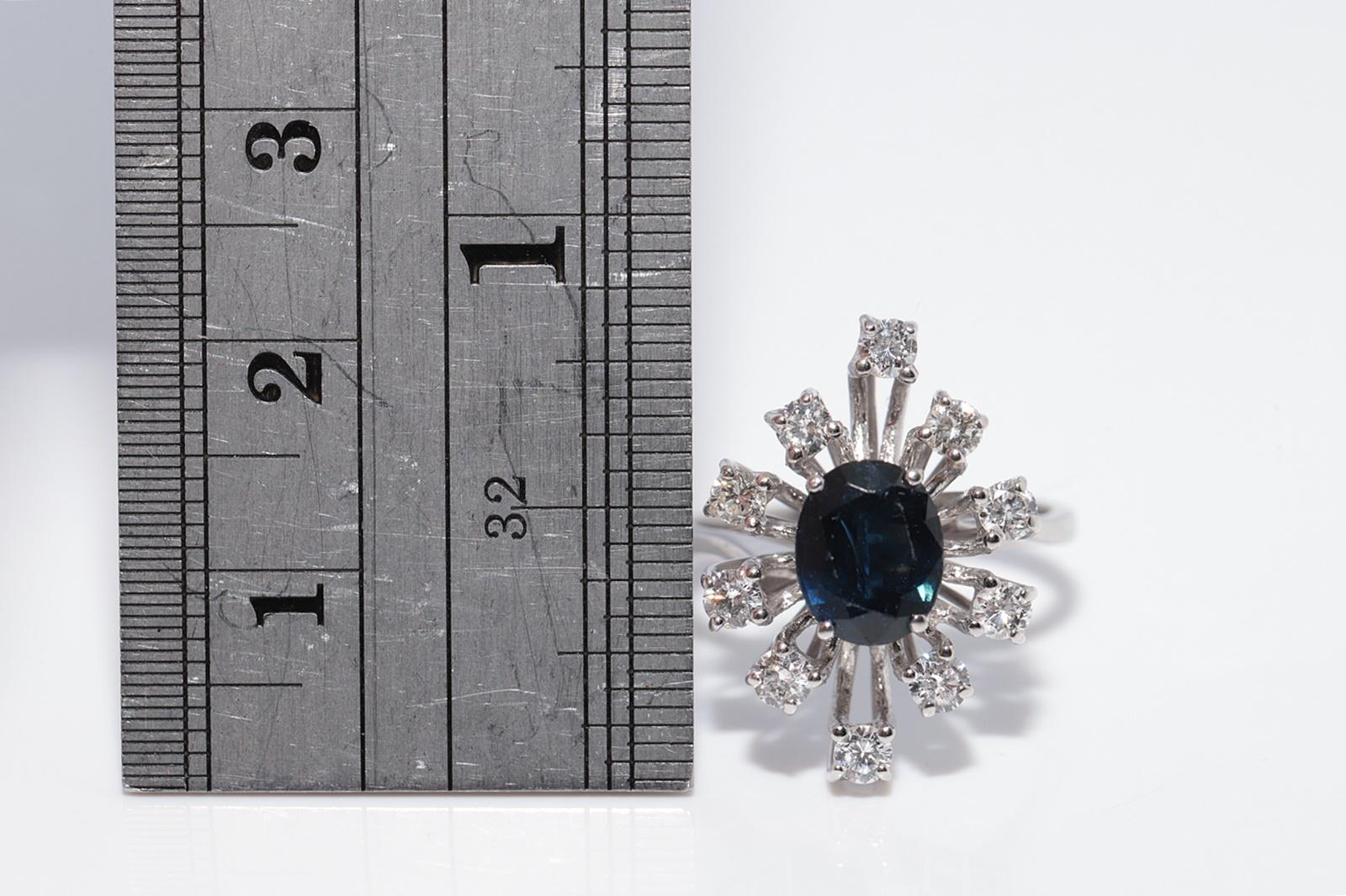 Navette-Ring aus 18 Karat Gold mit natürlichem Diamant und Saphir, Vintage, ca. 1970er Jahre im Angebot 4