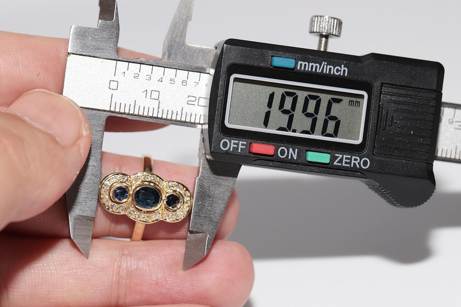 Navette-Ring aus 18 Karat Gold mit natürlichem Diamant und Saphir, Vintage, ca. 1970er Jahre im Zustand „Gut“ im Angebot in Fatih/İstanbul, 34