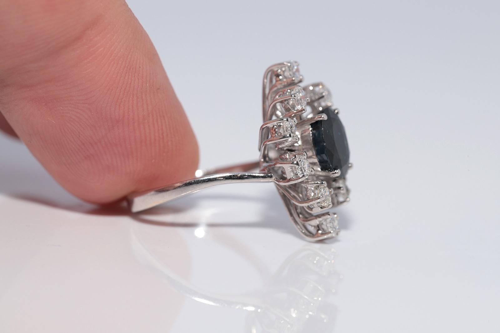 Navette-Ring aus 18 Karat Gold mit natürlichem Diamant und Saphir, Vintage, ca. 1970er Jahre Damen im Angebot