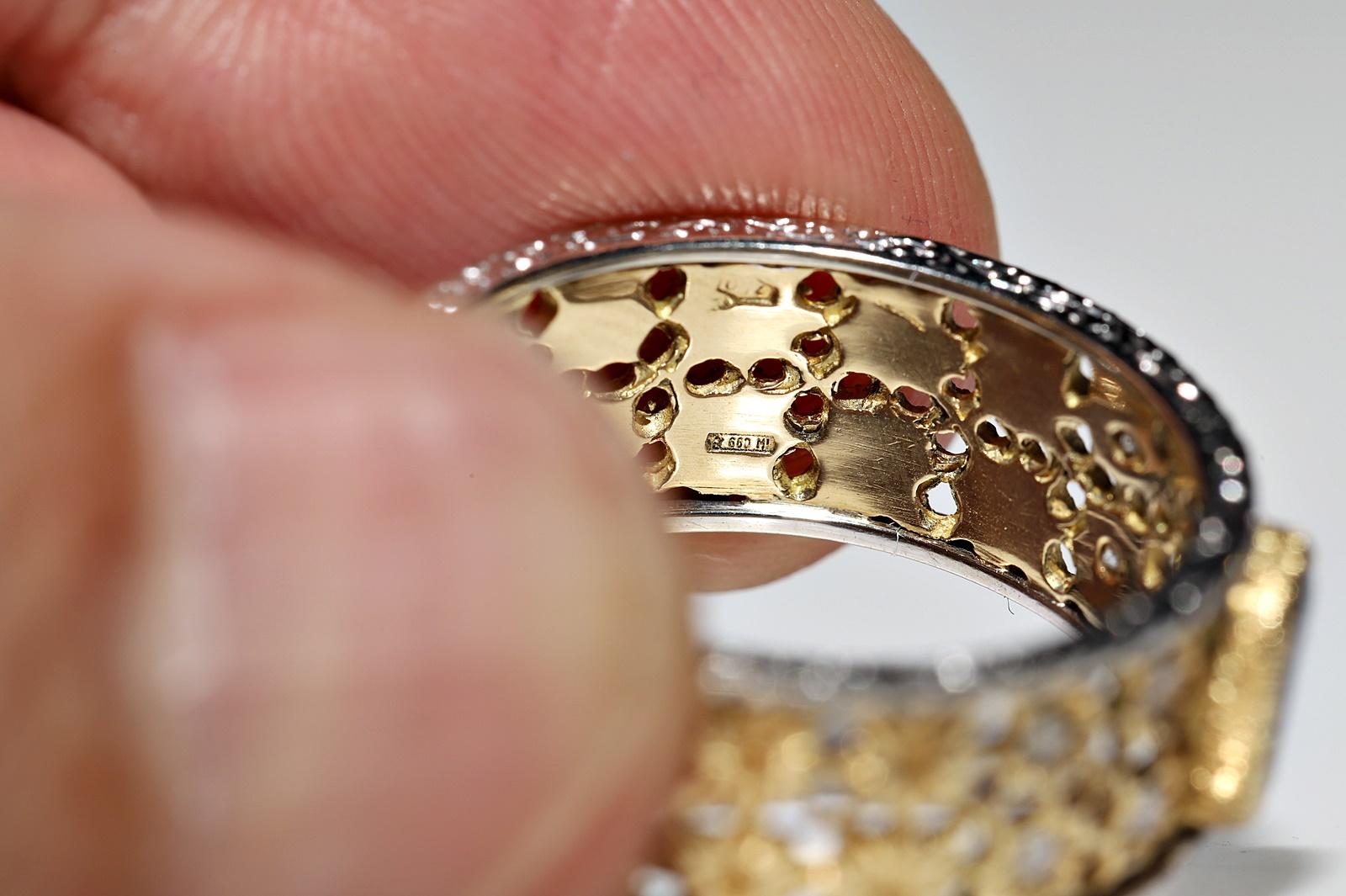 Vintage-Ring aus 18 Karat Gold mit natürlichem Diamant und Saphir, ca. 1970er Jahre  im Angebot 6