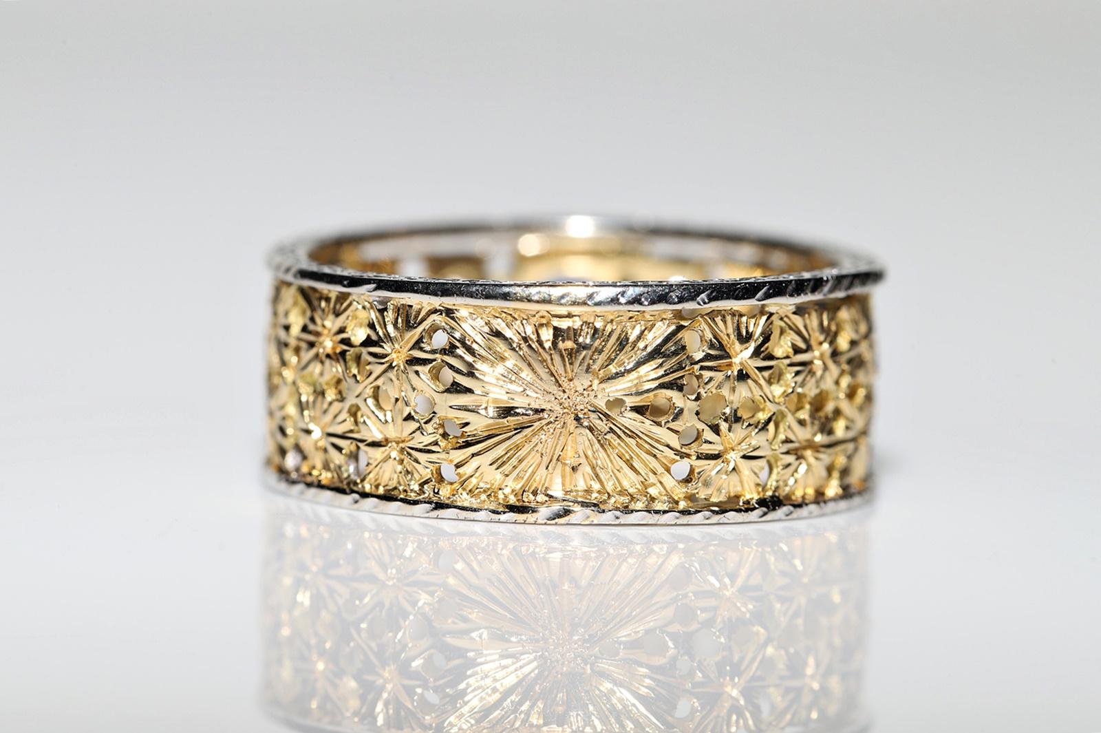 Vintage-Ring aus 18 Karat Gold mit natürlichem Diamant und Saphir, ca. 1970er Jahre  im Angebot 1