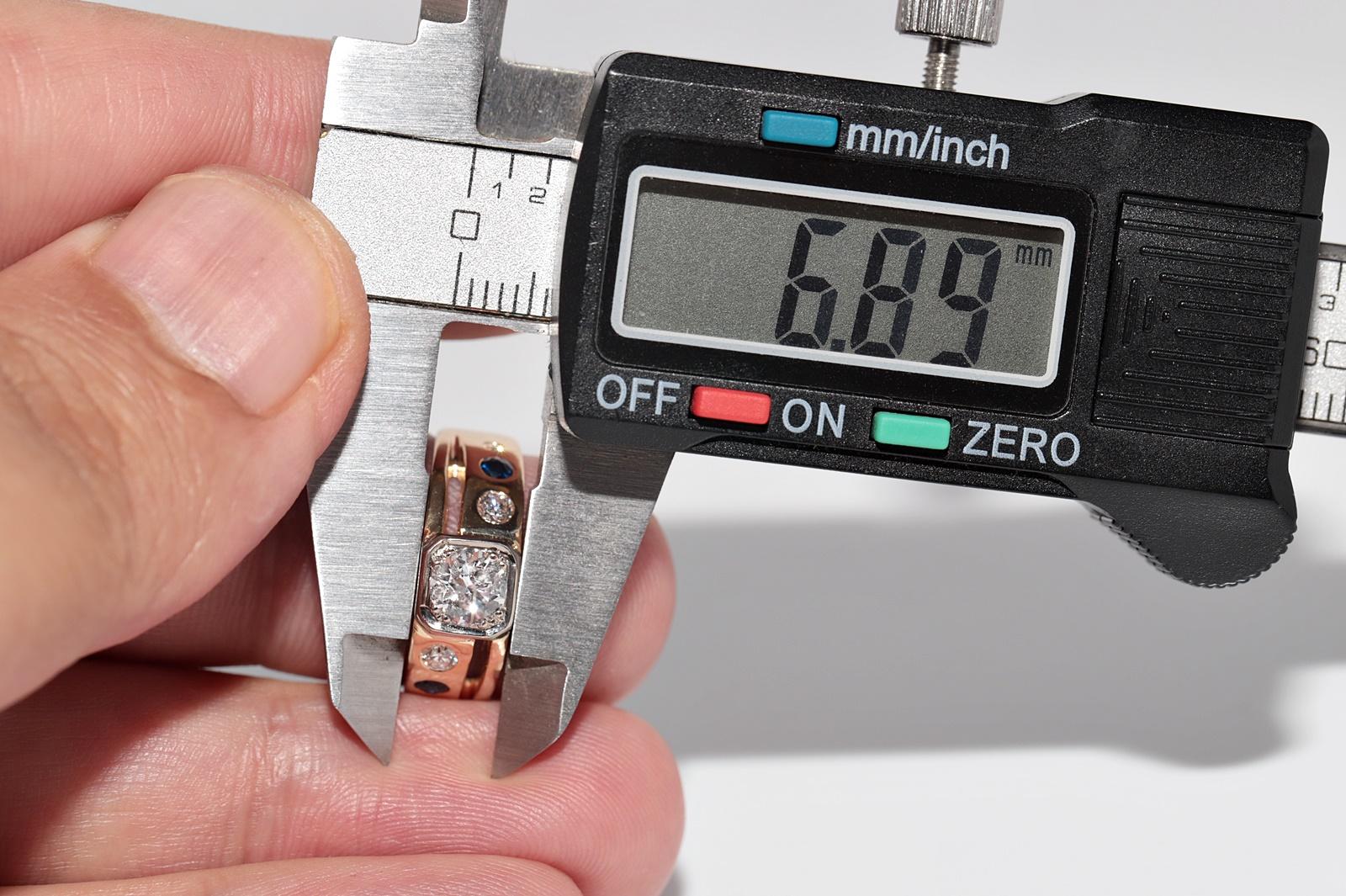 Vintage CIRCA 1970s 18k Gold Natürlicher Diamant und Saphir Solitär Ring im Angebot 9