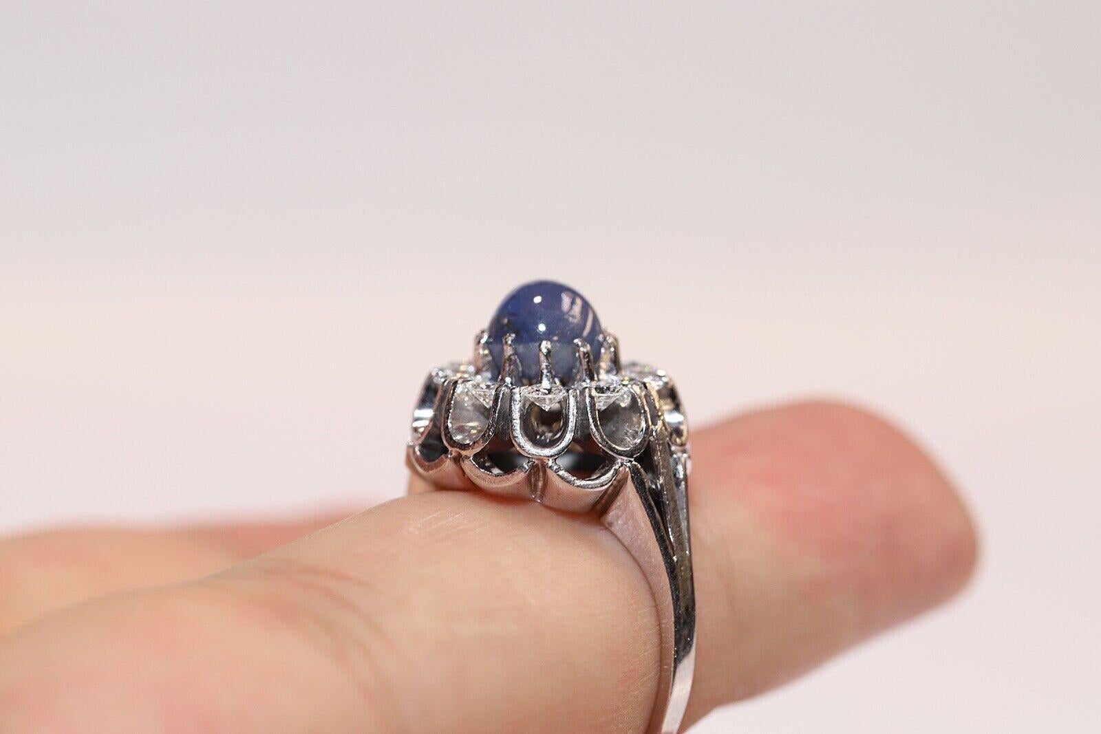 Vintage Circa 1970s 18k Gold Natural Diamond And Star Sapphire Decorated Ring 4