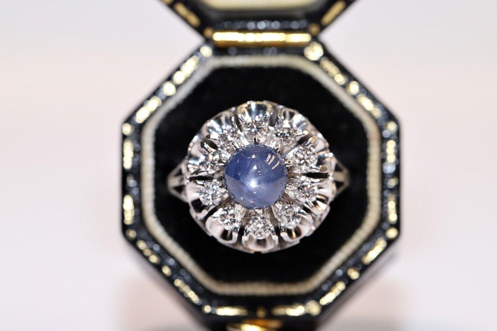 Vintage Circa 1970s 18k Gold Natural Diamond And Star Sapphire Decorated Ring 5
