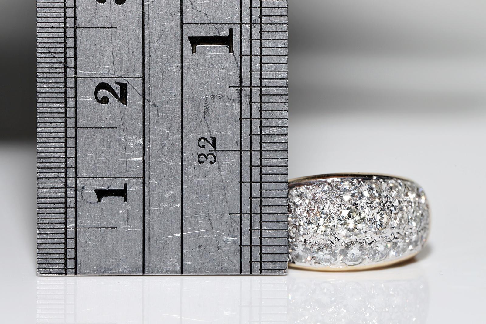 Vintage Circa 1970er Jahre 18k Gold Natürlicher Diamant Dekorierter Ring mit natürlichem Diamant  im Angebot 4