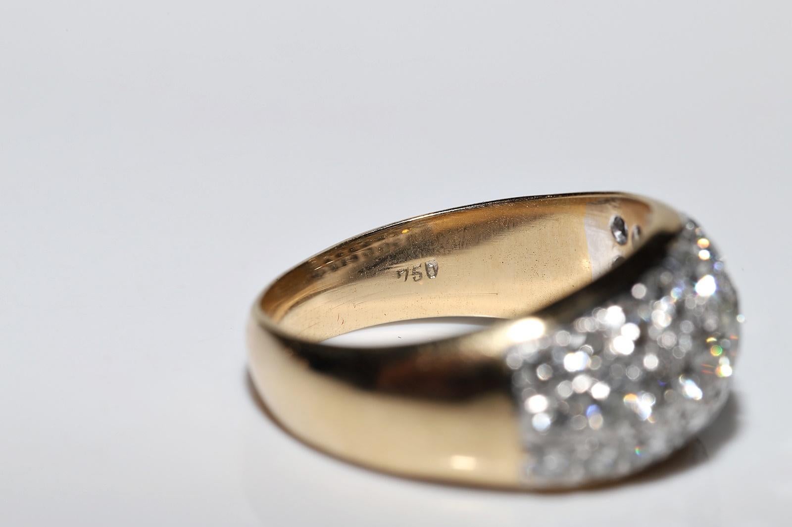 Vintage Circa 1970er Jahre 18k Gold Natürlicher Diamant Dekorierter Ring mit natürlichem Diamant  im Angebot 6
