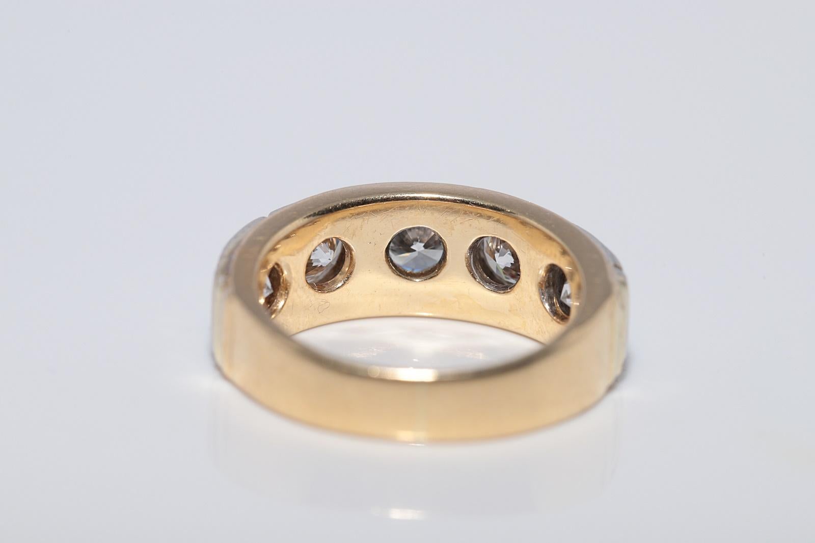 Anello a fascia decorato con diamanti naturali in oro 18k, CIRCA ANNI 70 in vendita 6