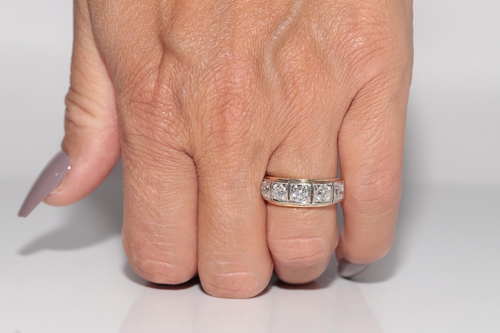 Artigiano Anello a fascia decorato con diamanti naturali in oro 18k, CIRCA ANNI 70 in vendita