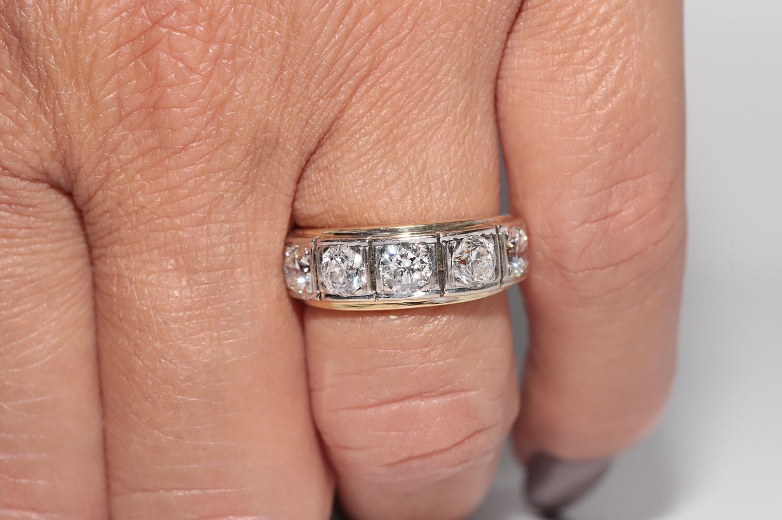 Taglio brillante Anello a fascia decorato con diamanti naturali in oro 18k, CIRCA ANNI 70 in vendita