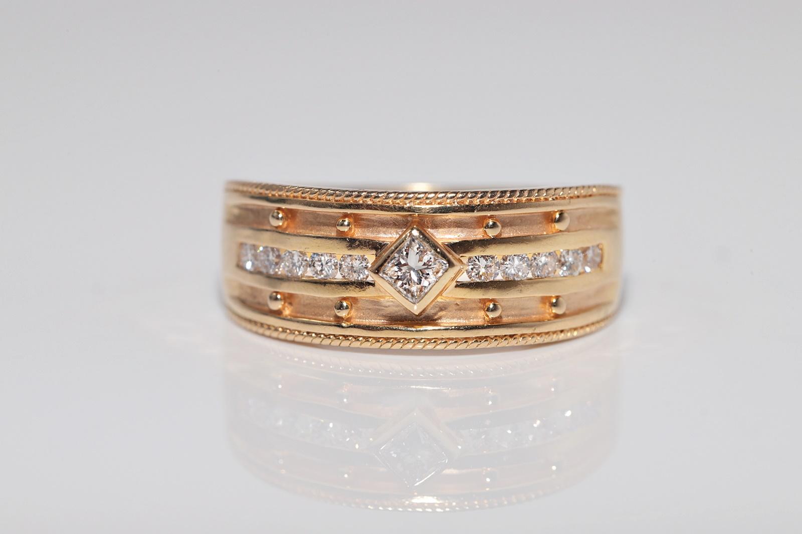 Vintage Circa 1970er Jahre 18k Gold Natürlicher Diamant Dekorierter Ring mit natürlichem Diamant im Zustand „Gut“ im Angebot in Fatih/İstanbul, 34