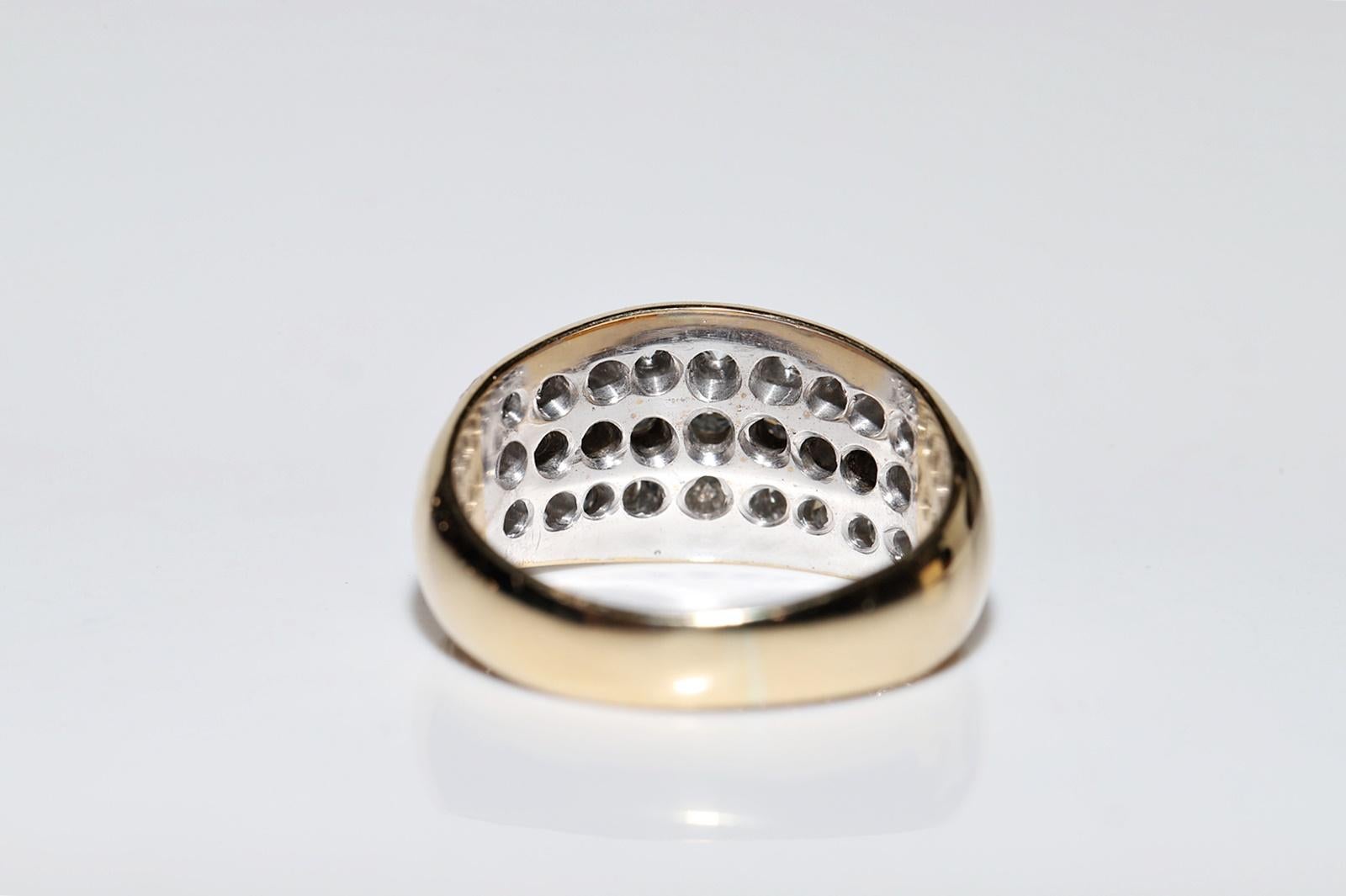 Vintage Circa 1970er Jahre 18k Gold Natürlicher Diamant Dekorierter Ring mit natürlichem Diamant  im Angebot 2