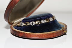 Vintage Circa 1970s 18k Gold Natural Diamond Decorated Bracelet