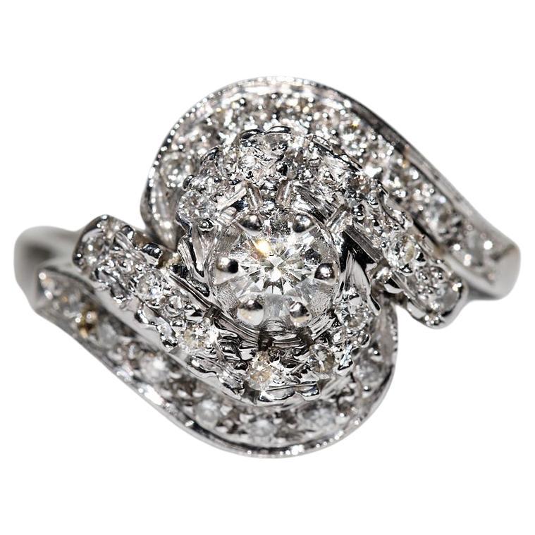 Anello da cocktail decorato con diamanti naturali in oro 18k, CIRCA ANNI 70