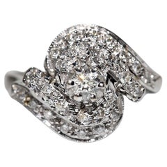 Anello da cocktail decorato con diamanti naturali in oro 18k, CIRCA ANNI 70