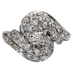 Anello da cocktail decorato con diamanti naturali in oro 18k, CIRCA ANNI 70