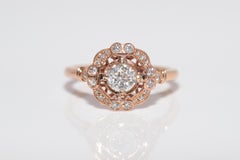 Vintage Circa 1970s 18k Gold Natural Diamond Decorated Engagement Ring