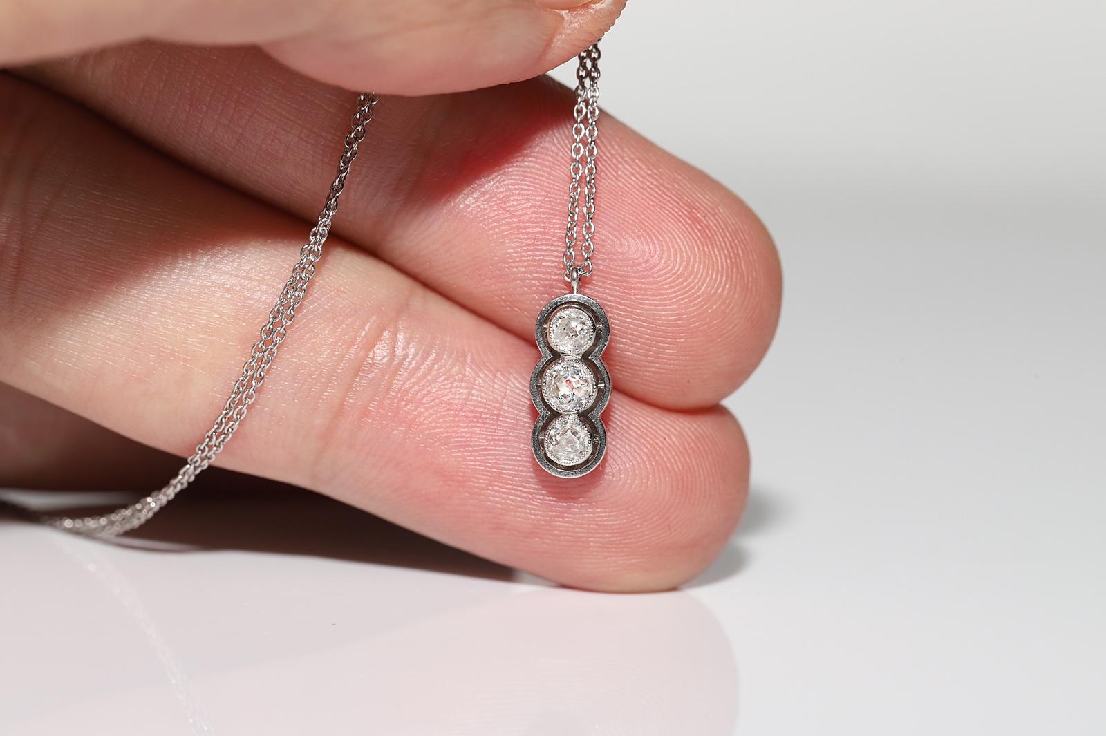 Vintage CIRCA 1970er Jahre 18k Gold natürlichen Diamanten verziert Anhänger Halskette im Angebot 6