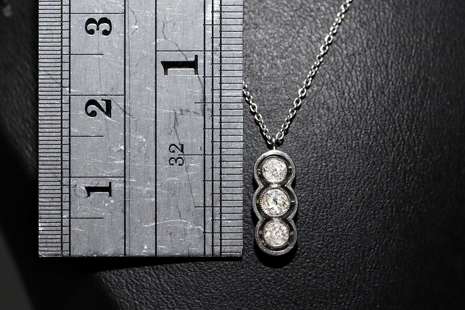 Vintage CIRCA 1970er Jahre 18k Gold natürlichen Diamanten verziert Anhänger Halskette  im Zustand „Gut“ im Angebot in Fatih/İstanbul, 34
