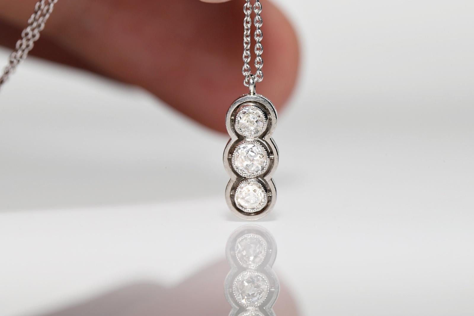 Vintage CIRCA 1970er Jahre 18k Gold natürlichen Diamanten verziert Anhänger Halskette Damen im Angebot