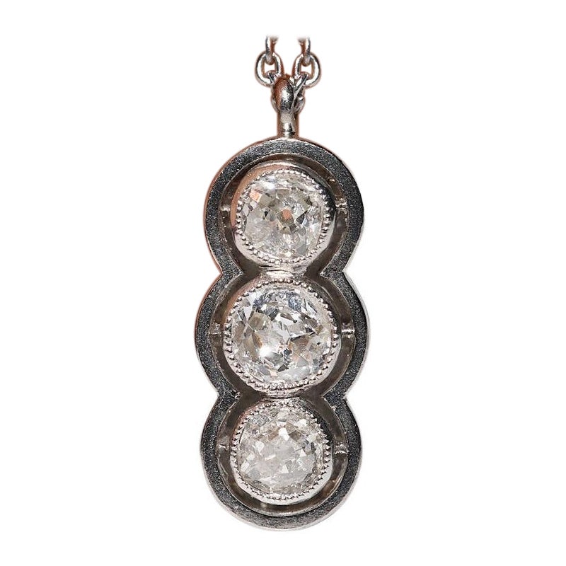 Collana con ciondolo decorato con diamanti naturali in oro 18 ct. d
epoca CIRCA 1970