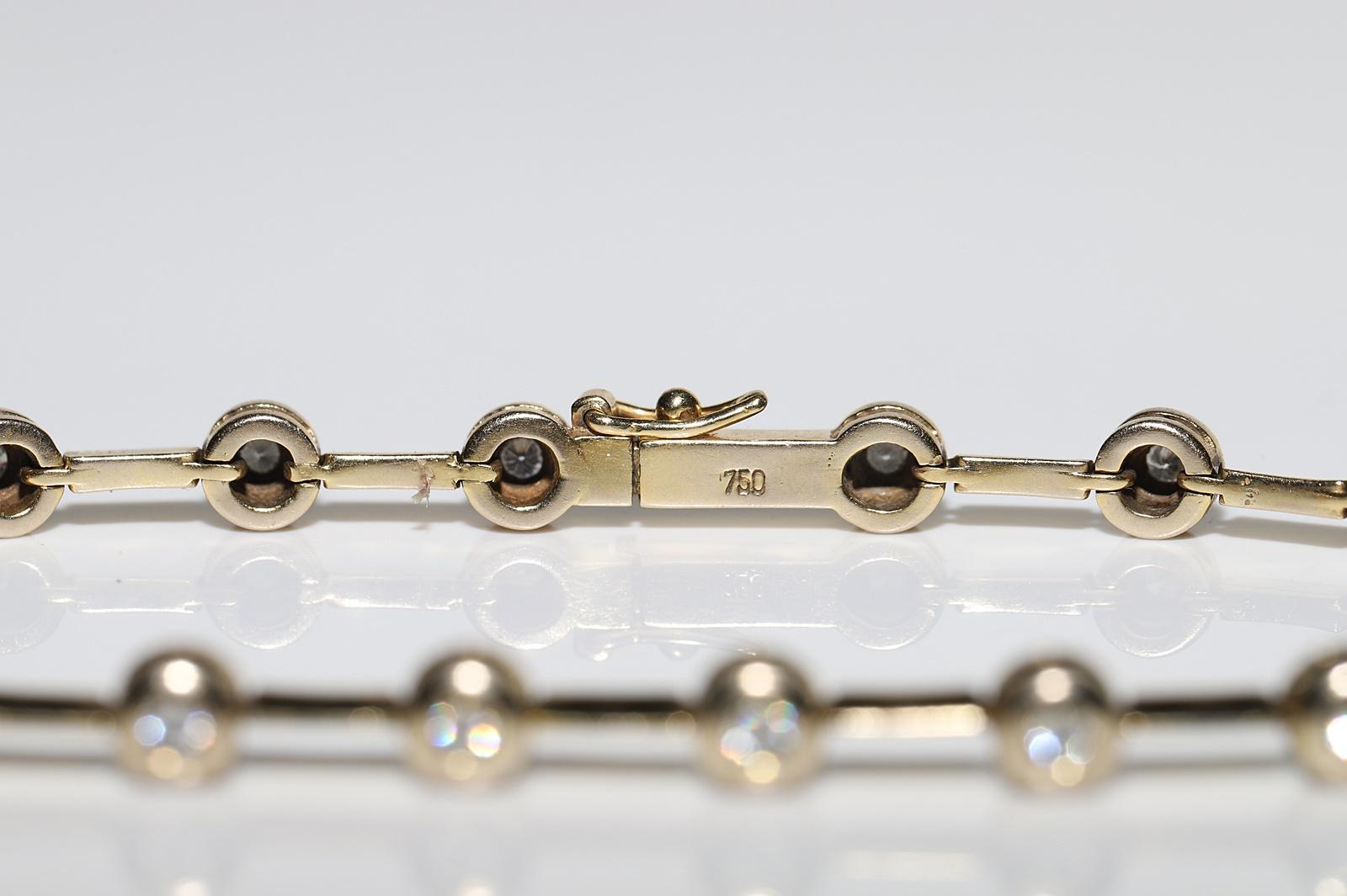 Vintage Circa 1970er Jahre 18k Gold Natürliches verziertes hübsches Vintage-Armband mit Diamanten im Angebot 6