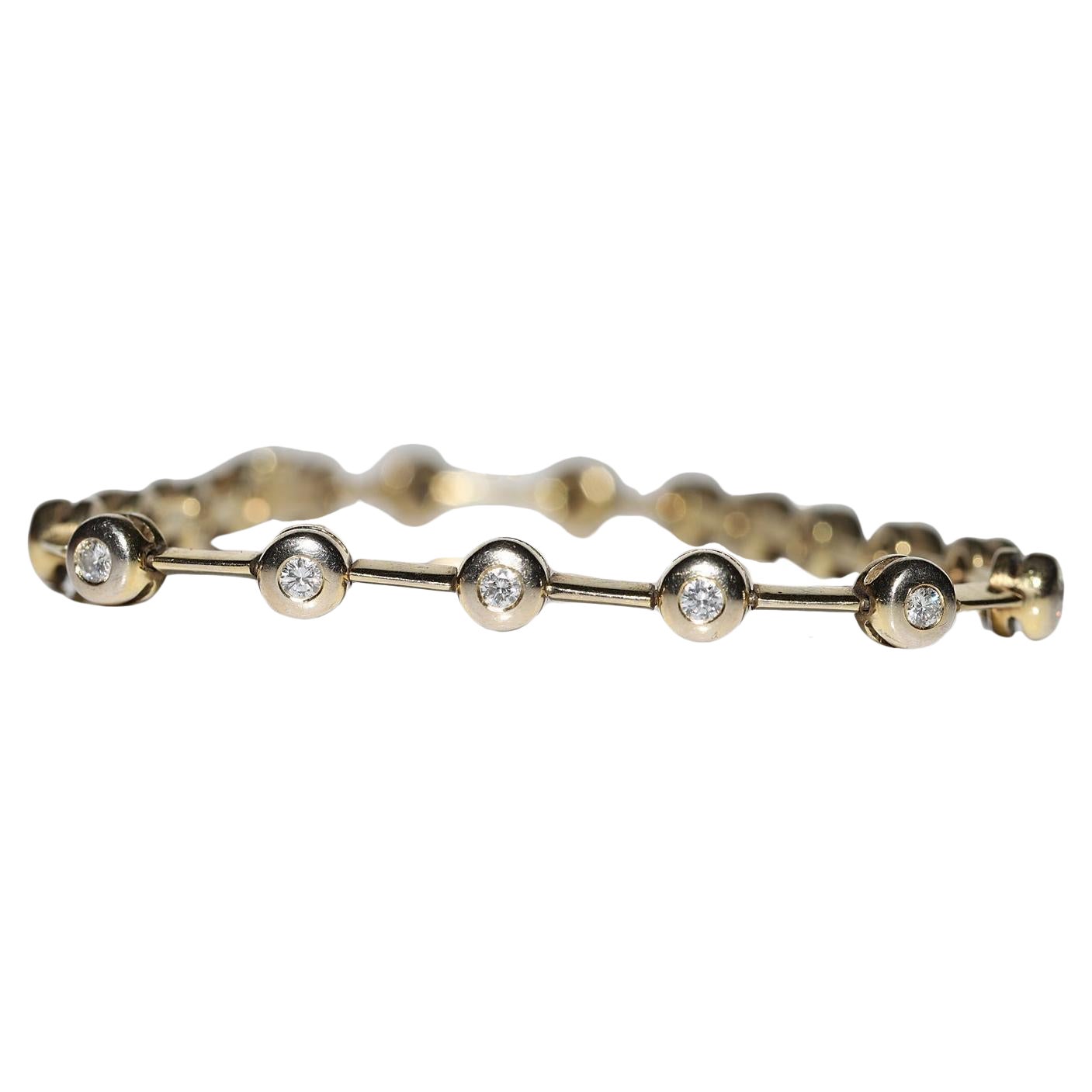 Bracciale d'oro naturale decorato con diamanti naturali, vintage, CIRCA ANNI 70