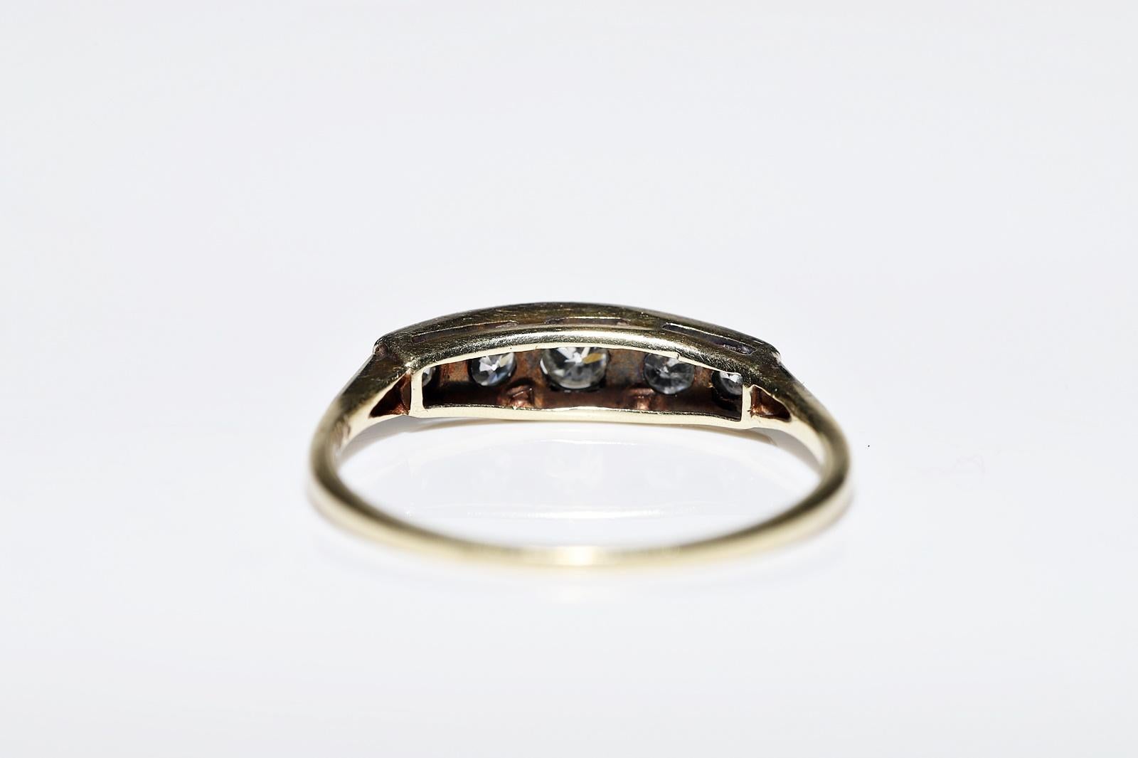 Vintage Circa 1970s 18k Gold Natural Diamond Decorated Ring  For Sale 5