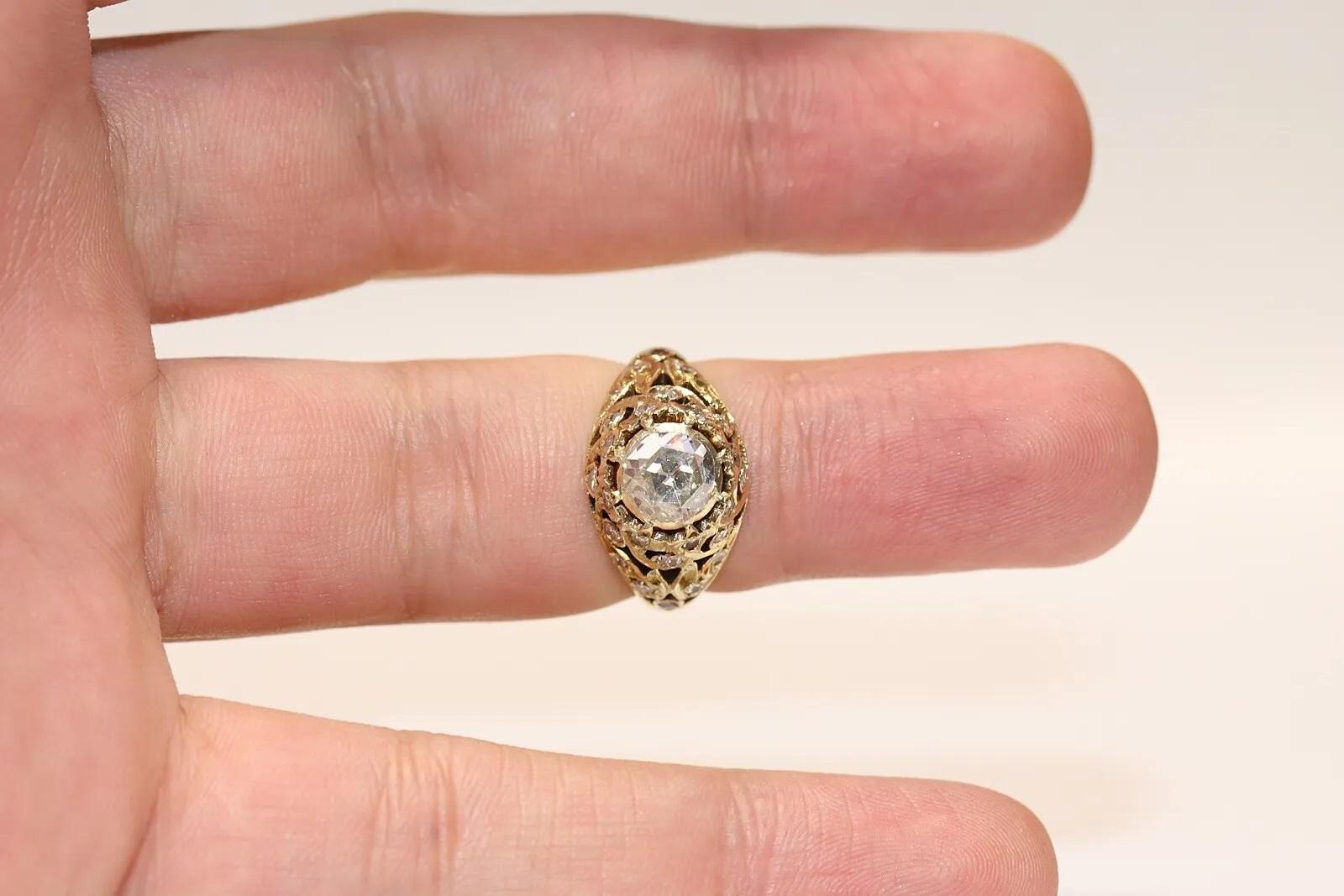 Vintage Circa 1970s 18k Gold Natural Diamond Decorated Ring For Sale 8