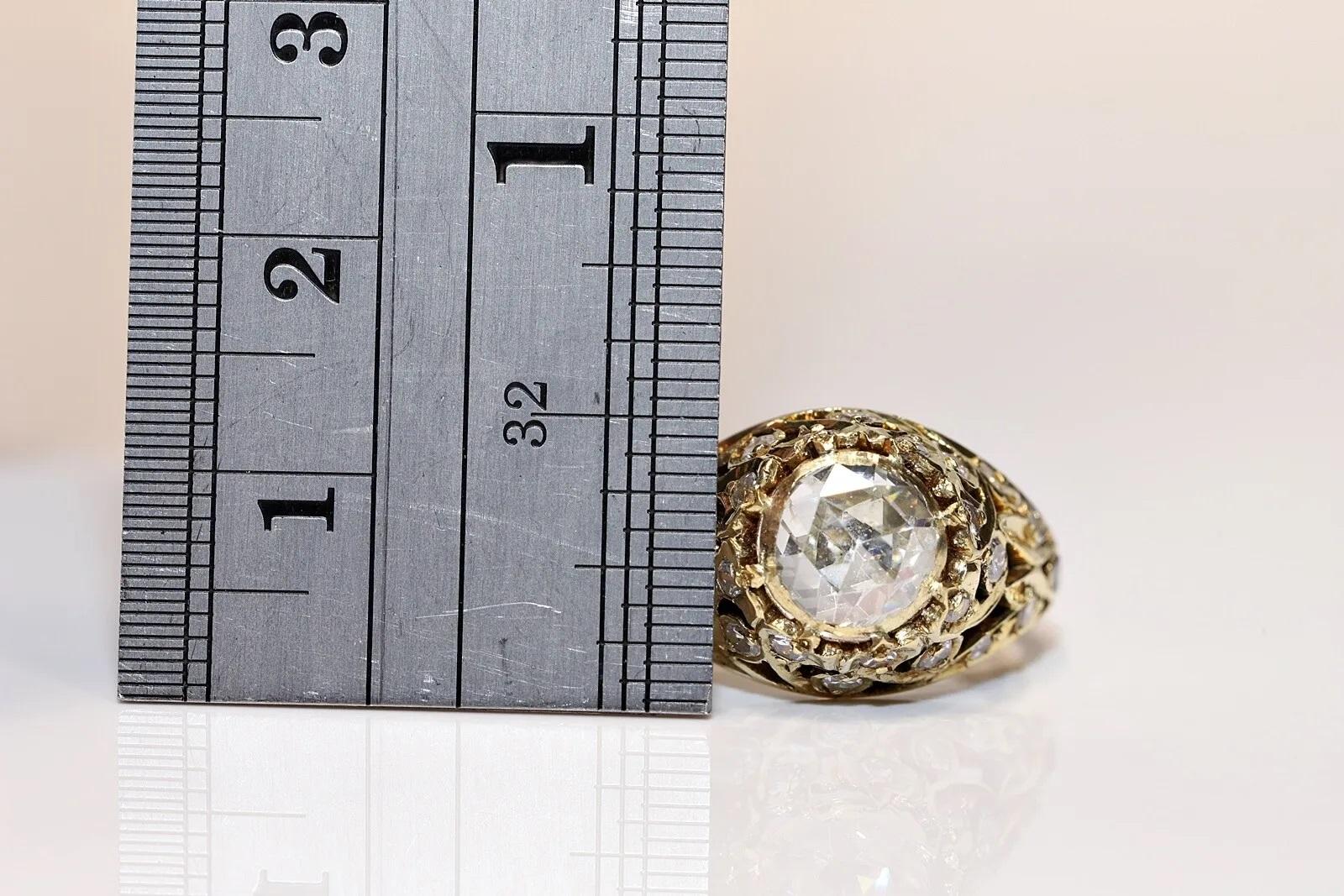 Vintage Circa 1970s 18k Gold Natural Diamond Decorated Ring For Sale 1