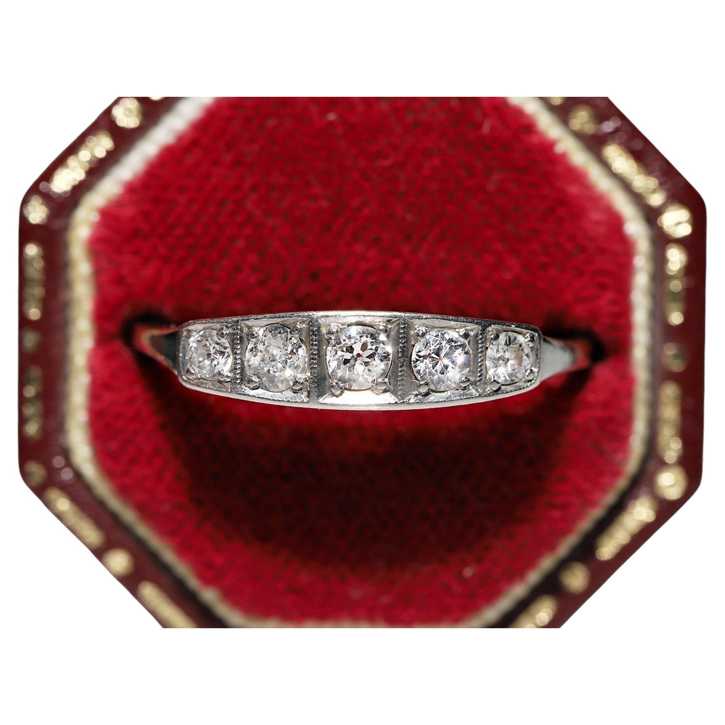 Vintage Circa 1970s 18k Gold Natural Diamond Decorated Ring  For Sale