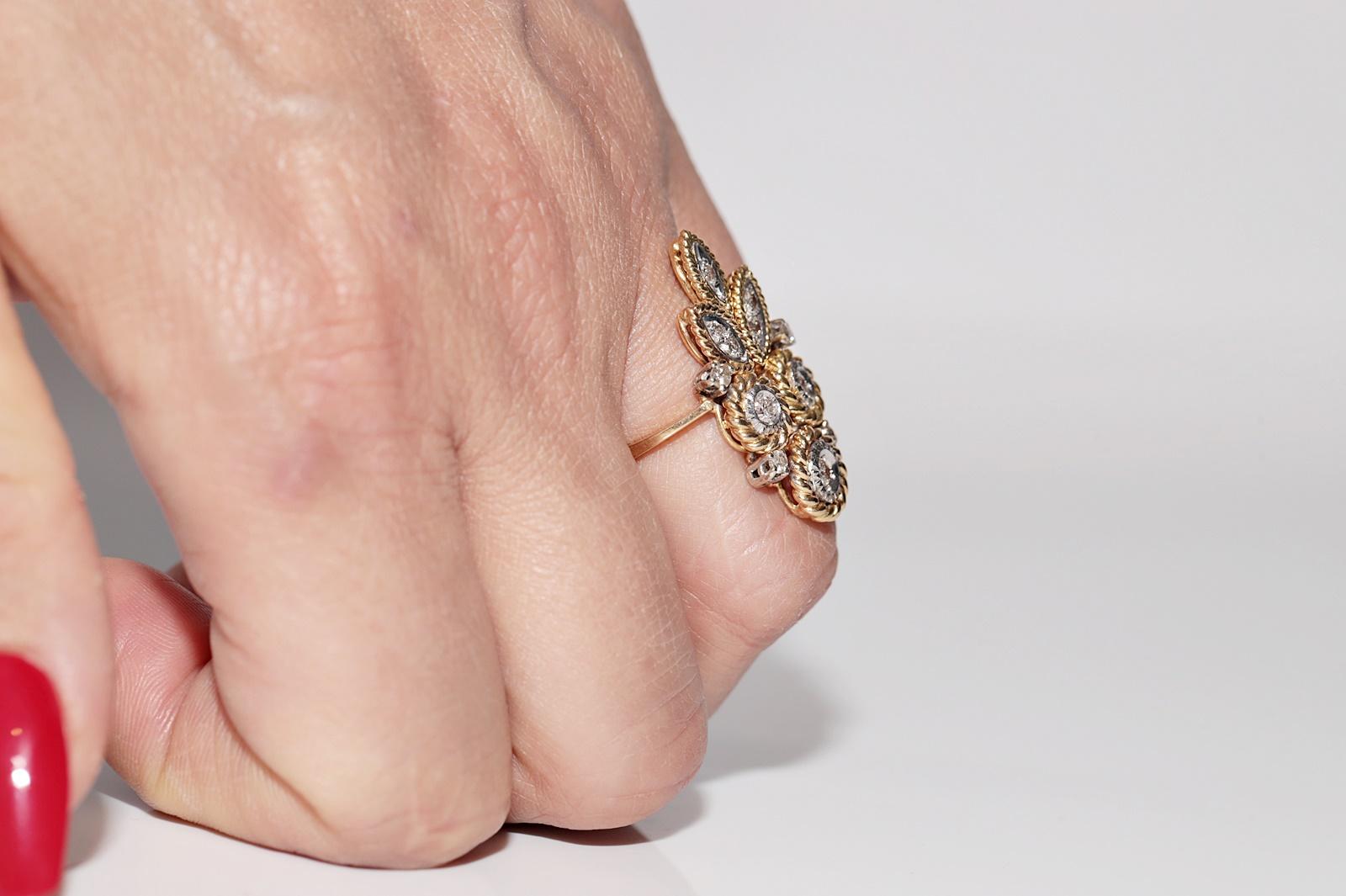 Vintage Circa 1970er Jahre 18k Gold Natürlicher Diamant Dekorierter Seil Design Ring im Angebot 10