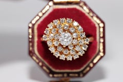 Vintage Circa 1970s 18k Gold Natural Diamond Decorated Snail Style Ring