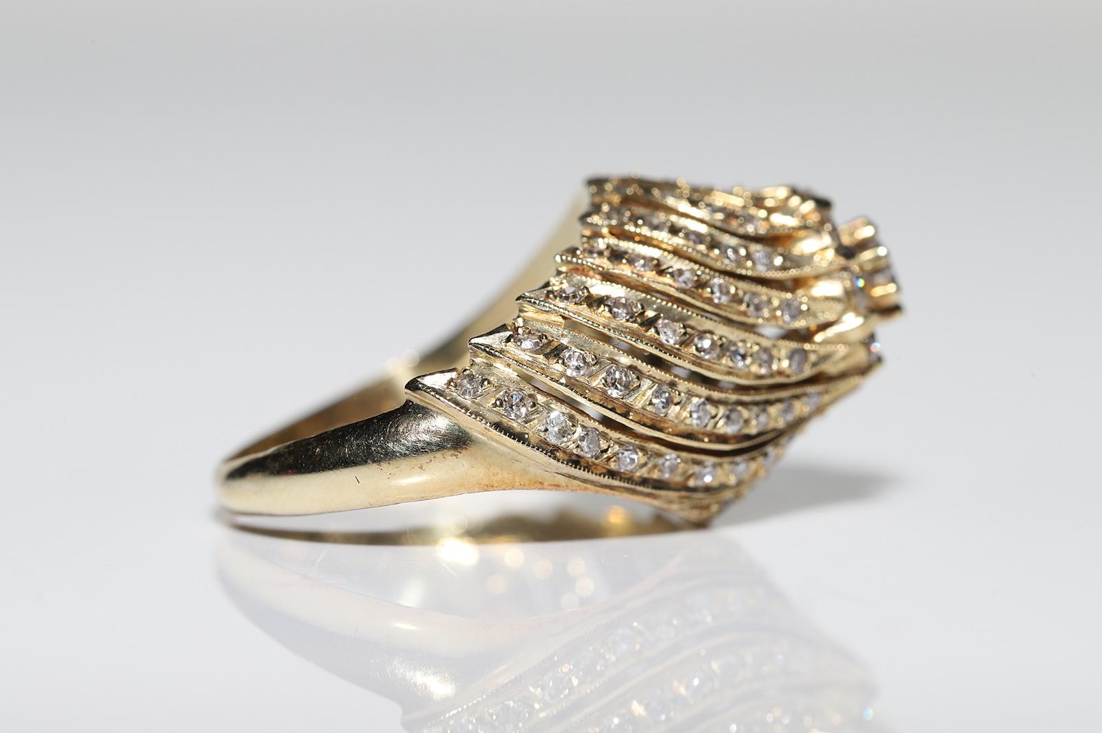 Anello forte in oro 18k con diamanti naturali decorati, CIRCA ANNI 70 in vendita 5