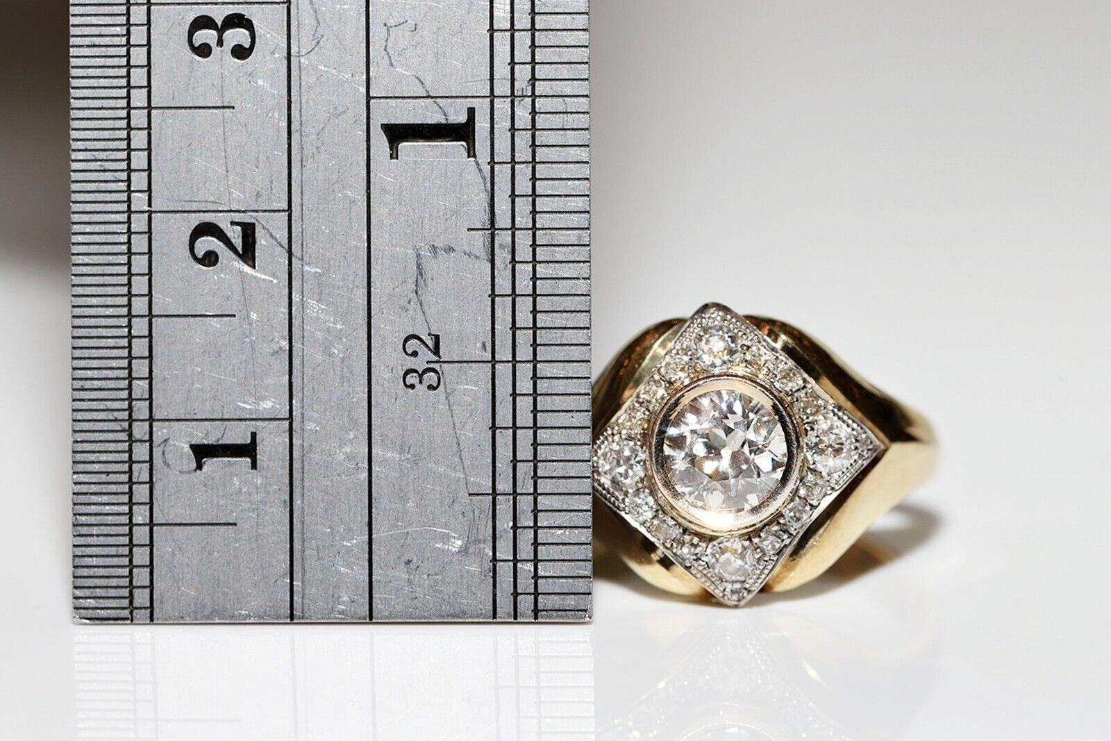 Vintage Circa 1970er Jahre 18k Gold Natürlicher Diamant Dekorierter starker Ring im Angebot 6