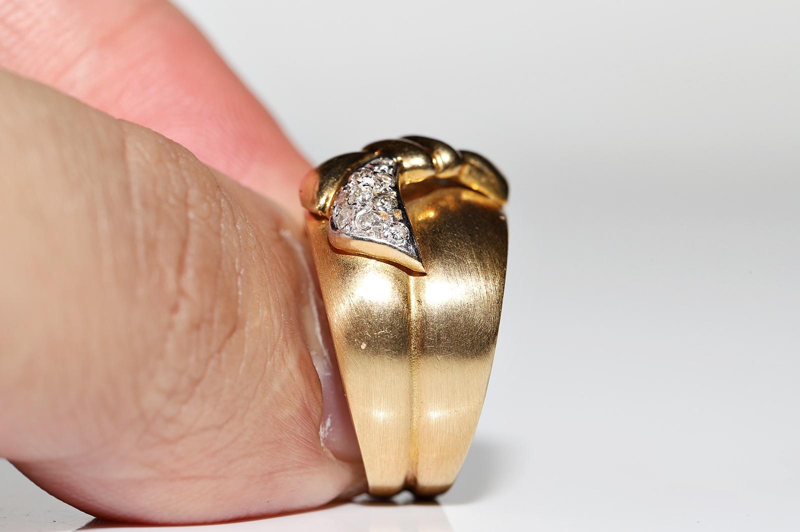 Anello forte in oro 18k con diamanti naturali decorati, CIRCA ANNI 70 in vendita 7