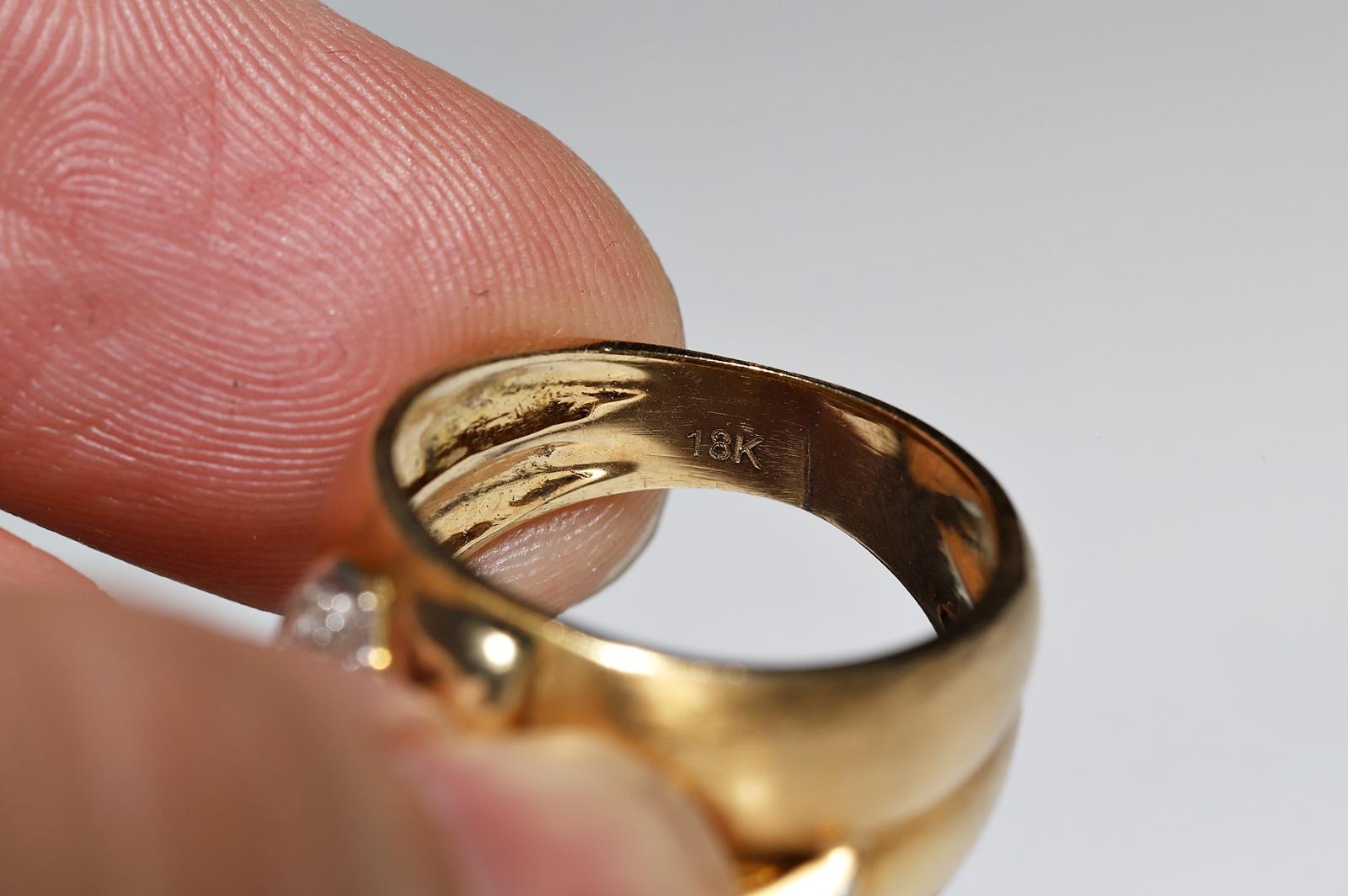 Vintage Circa 1970er Jahre 18k Gold Natürlicher Diamant Dekorierter starker Ring im Angebot 8