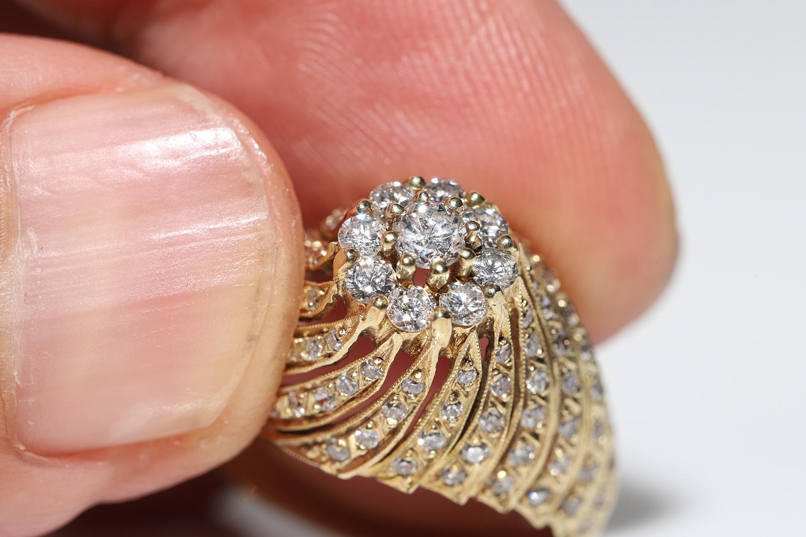 Anello forte in oro 18k con diamanti naturali decorati, CIRCA ANNI 70 in vendita 9
