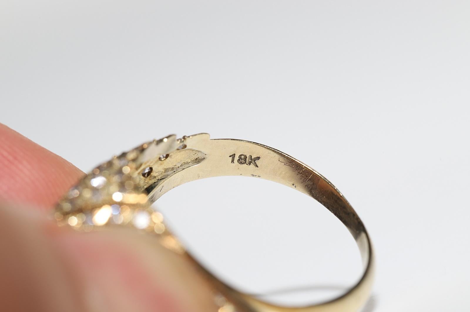 Anello forte in oro 18k con diamanti naturali decorati, CIRCA ANNI 70 in vendita 10