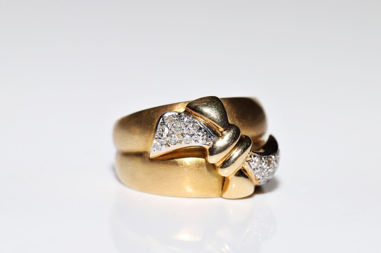 Donna Anello forte in oro 18k con diamanti naturali decorati, CIRCA ANNI 70 in vendita