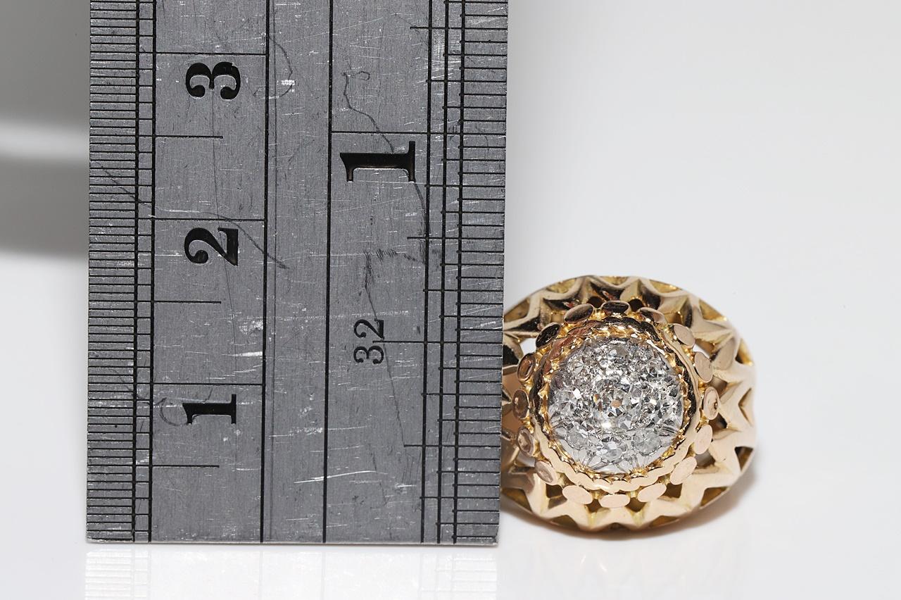 Donna Anello forte in oro 18k con diamanti naturali decorati, CIRCA ANNI 70 in vendita