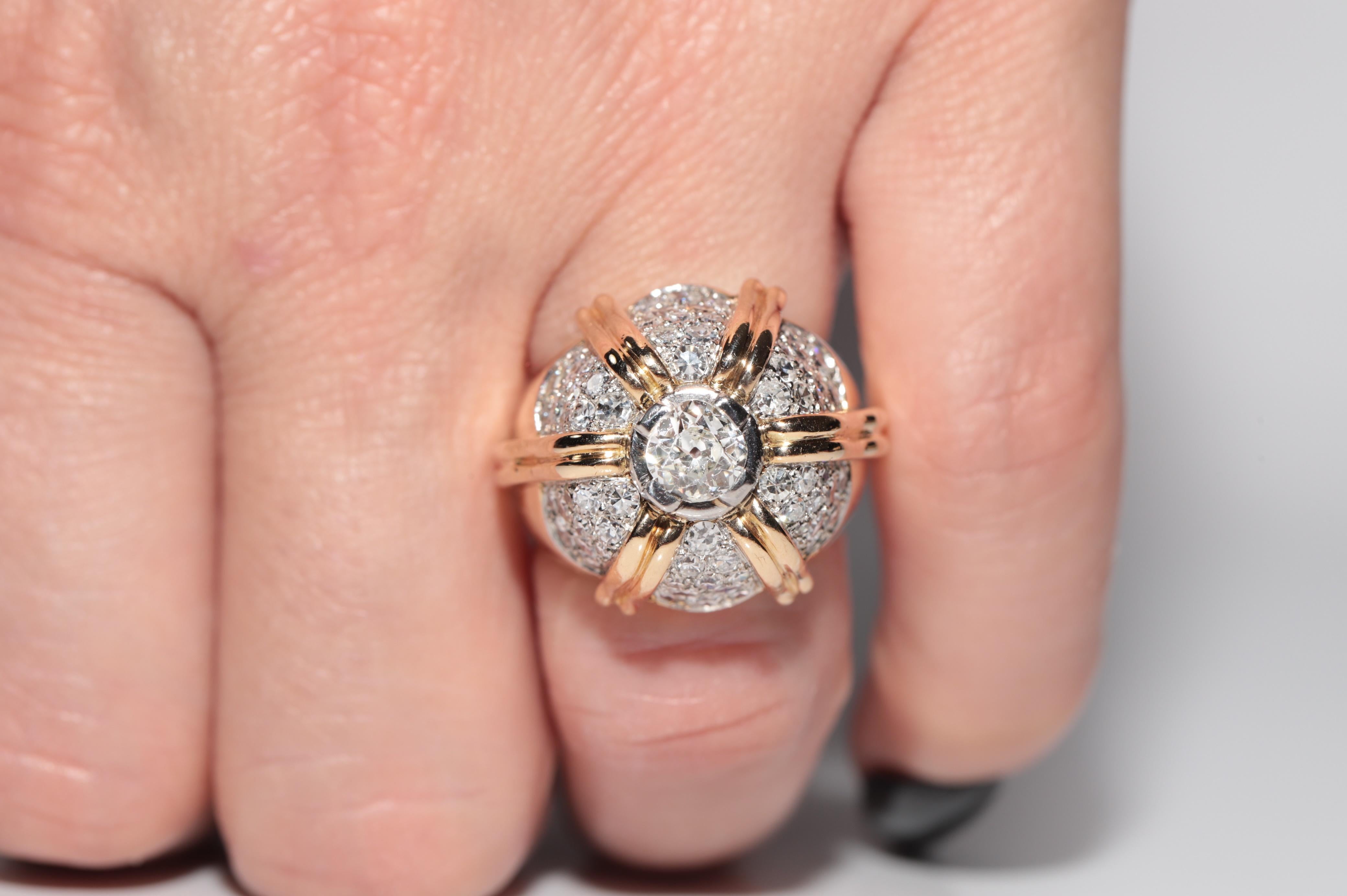 Vintage Circa 1970s Anillo TANQUE Fuerte Decorado con Diamantes Naturales en Oro de 18k en venta 10