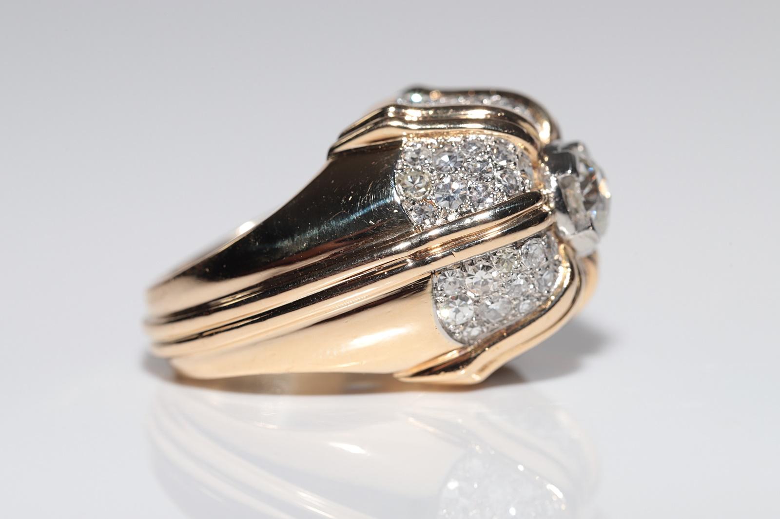 Vintage Circa 1970s Anillo TANQUE Fuerte Decorado con Diamantes Naturales en Oro de 18k en Bueno estado para la venta en Fatih/İstanbul, 34