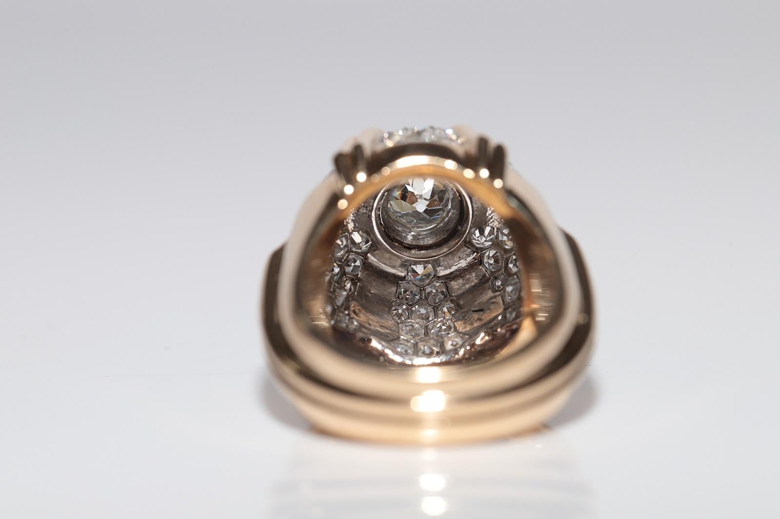 De las mujeres Vintage Circa 1970s Anillo TANQUE Fuerte Decorado con Diamantes Naturales en Oro de 18k en venta